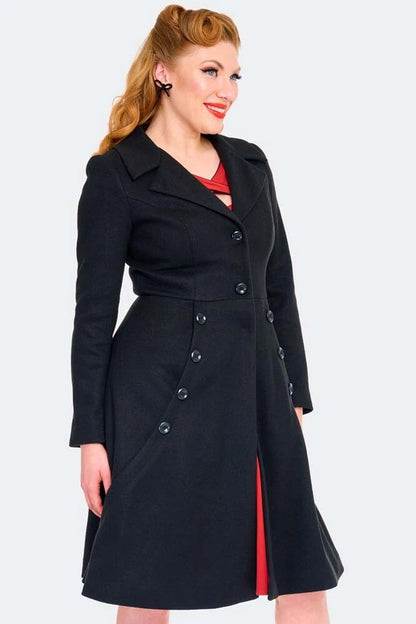 Women Retro A Line Lapel Coat Vintage Style Fashion