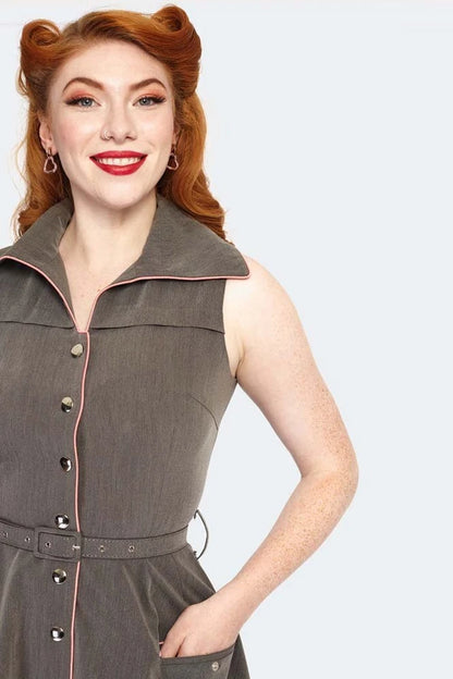 Button Up Sleeveless Flare Retro Vintage Style dress