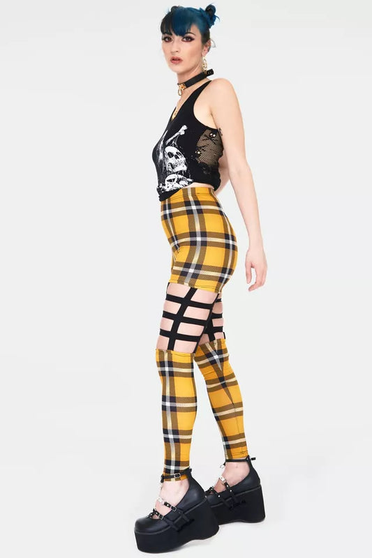 Gothic Plaid Cage Alternative Style Leggings