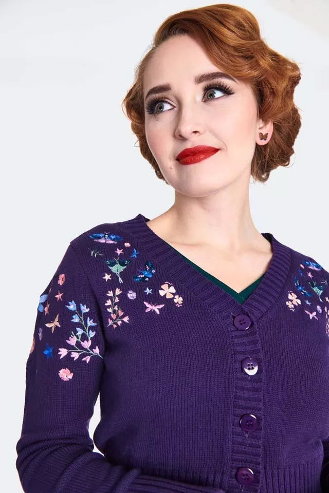 Floral and Butterfly Retro Vintage style Embroidered Cardigan