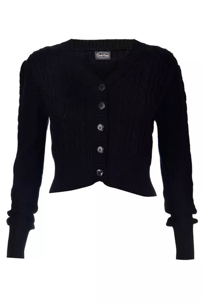 Mabel Cropped Retro Vintage Style Cardigan in Black