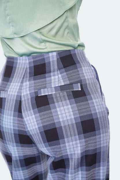 Vintage Style Grey Plaid Retro Trousers