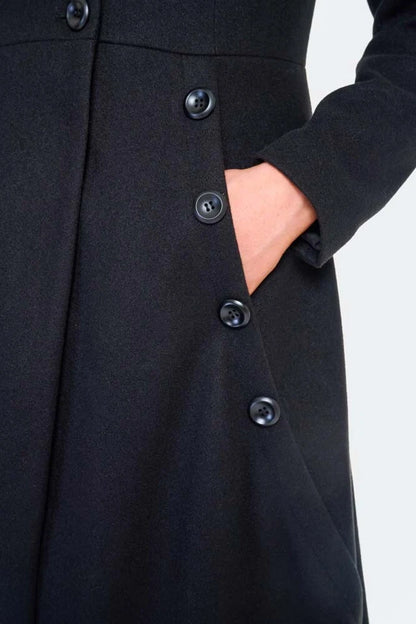 Women Retro A Line Lapel Coat Vintage Style Fashion