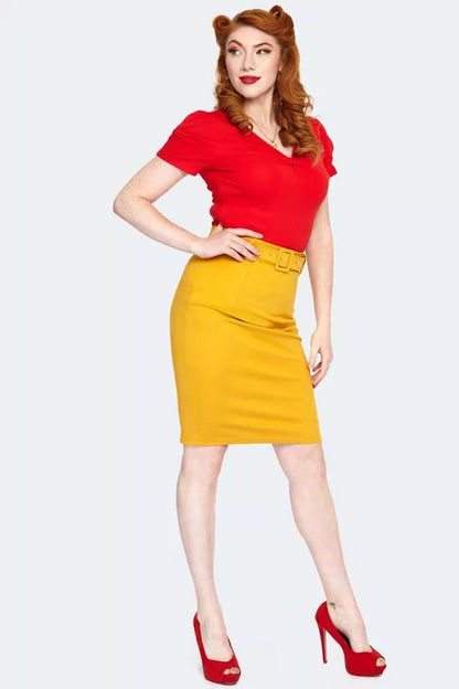 Belted Pencil Retro Vintage Style Skirt