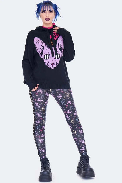 Gothic Oversize Knitted Intarsia Cat Alternative Style Sweater