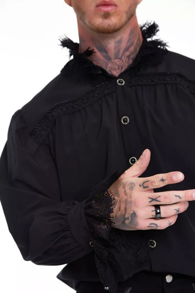 Gothic Shirt With Lace Collar and Cuffs Alternative Style