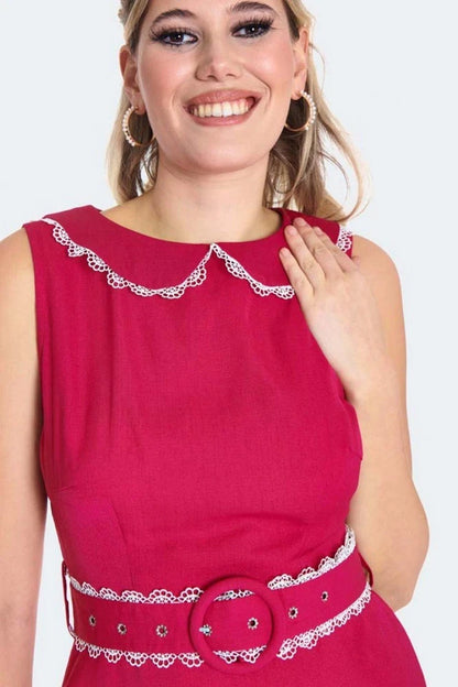 1960s Collared Sleeveless Retro Vintage Style Dress