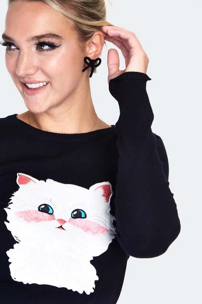 Long sleeve kitty sweater Retro Vintage Style