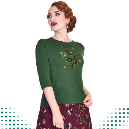 Retro Serpent Embroidered Vintgae Style Sweater