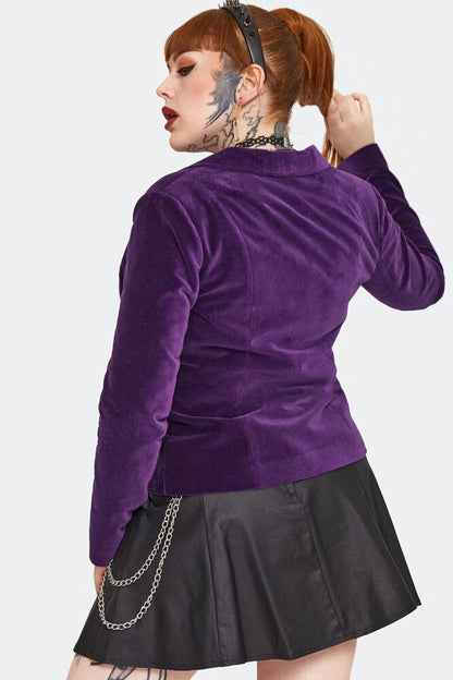 Purple Gothic Alternative Style Velvet Blazer