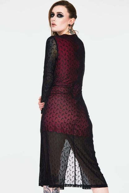 Alternative Style Moonstruck Mesh Midi Gothic Dress