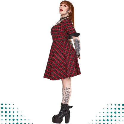 Tartan Midi Gothic Alternative Style Dress