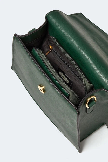 Green Flap Over Retro Vintage Style Shoulder Bag