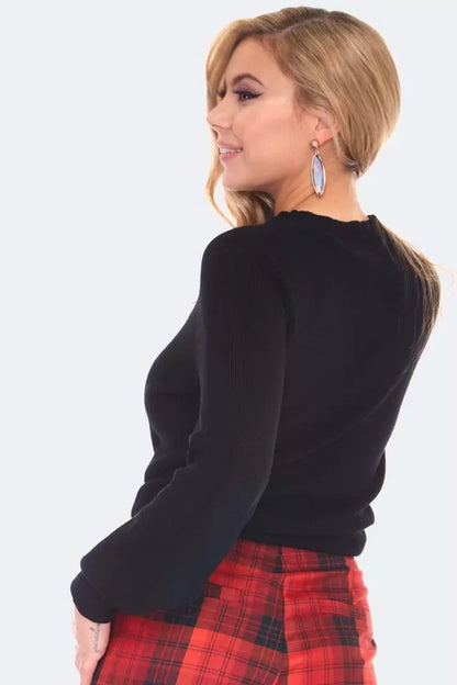 Black Balloon Sleeve High Neck Retro Vintage Style sweater